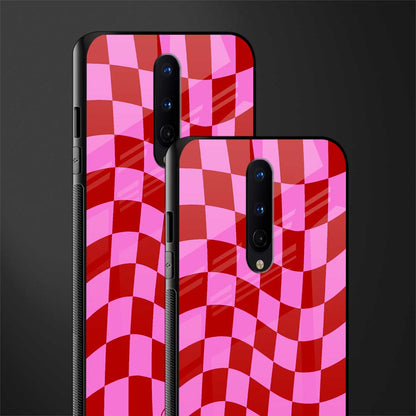 red pink trippy check pattern glass case for oneplus 8 image-2