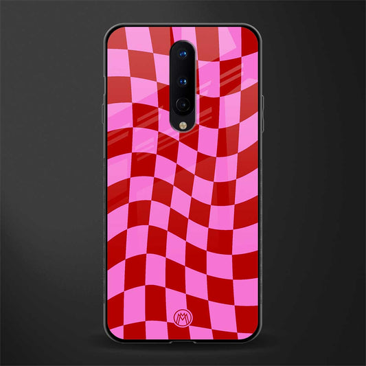 red pink trippy check pattern glass case for oneplus 8 image