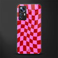 red pink trippy check pattern back phone cover | glass case for xiaomi 12 pro