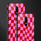 red pink trippy check pattern glass case for oneplus 6 image-2