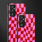 red pink trippy check pattern back phone cover | glass case for samsung galaxy f23 5g