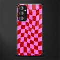 red pink trippy check pattern back phone cover | glass case for samsung galaxy f23 5g