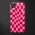 red pink trippy check pattern back phone cover | glass case for samsung galaxy f42