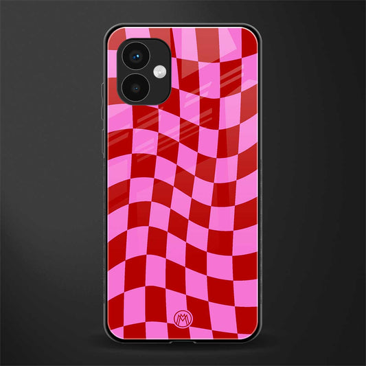 red pink trippy check pattern back phone cover | glass case for samsung galaxy a04