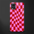 red pink trippy check pattern back phone cover | glass case for vivo v21e 4g