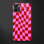 red pink trippy check pattern back phone cover | glass case for vivo y72