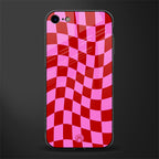 red pink trippy check pattern glass case for iphone 7 image