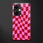 red pink trippy check pattern back phone cover | glass case for oneplus nord ce 3 lite