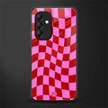 red pink trippy check pattern back phone cover | glass case for samsung galaxy a14 5g