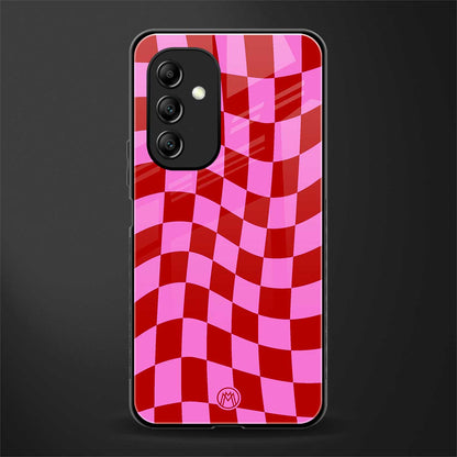red pink trippy check pattern back phone cover | glass case for samsung galaxy a14 5g