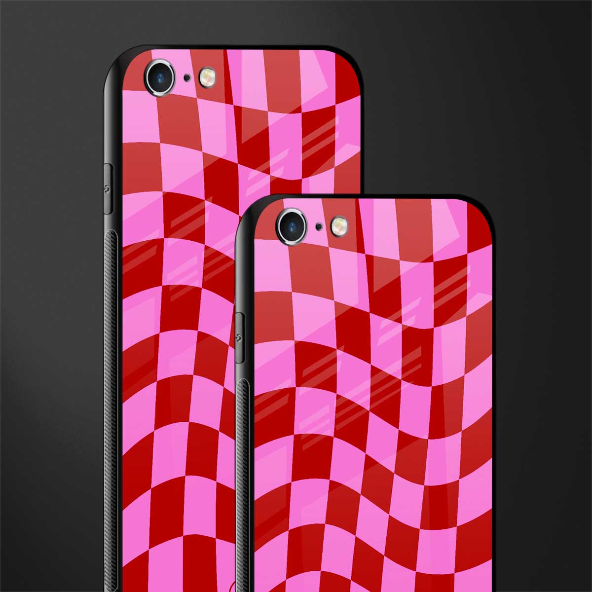 red pink trippy check pattern glass case for iphone 6 image-2