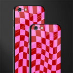 red pink trippy check pattern glass case for iphone 6s image-2