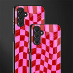 red pink trippy check pattern back phone cover | glass case for samsun galaxy a24 4g