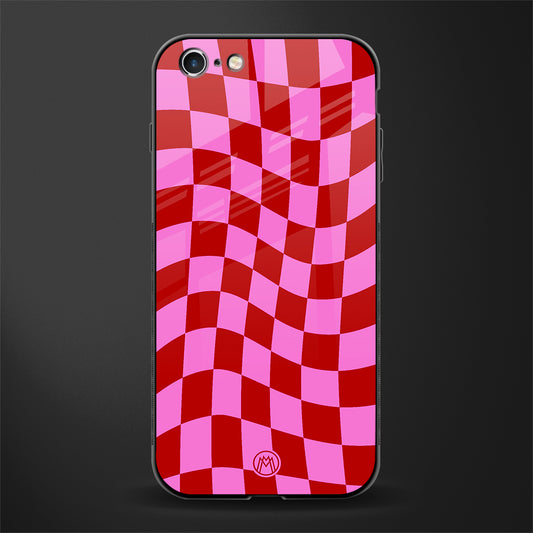 red pink trippy check pattern glass case for iphone 6 image