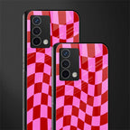 red pink trippy check pattern back phone cover | glass case for oppo a74 4g