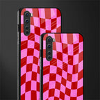 red pink trippy check pattern glass case for oneplus nord ac2001 image-2