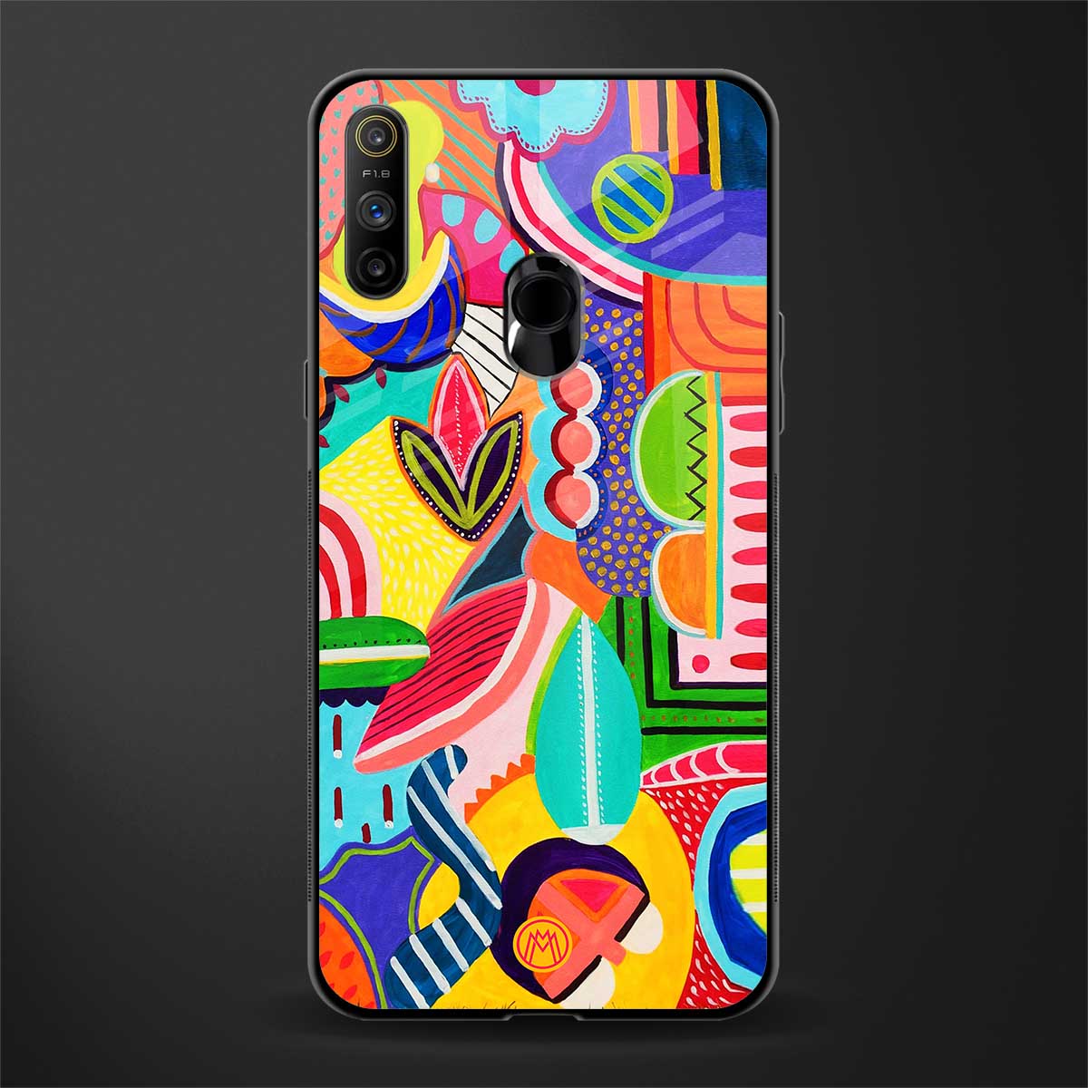 retro abstract glass case for realme narzo 10a image