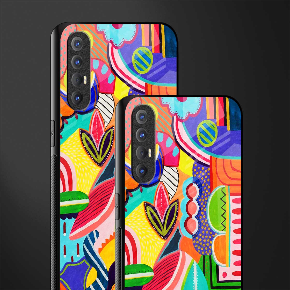 retro abstract glass case for oppo reno 3 pro image-2