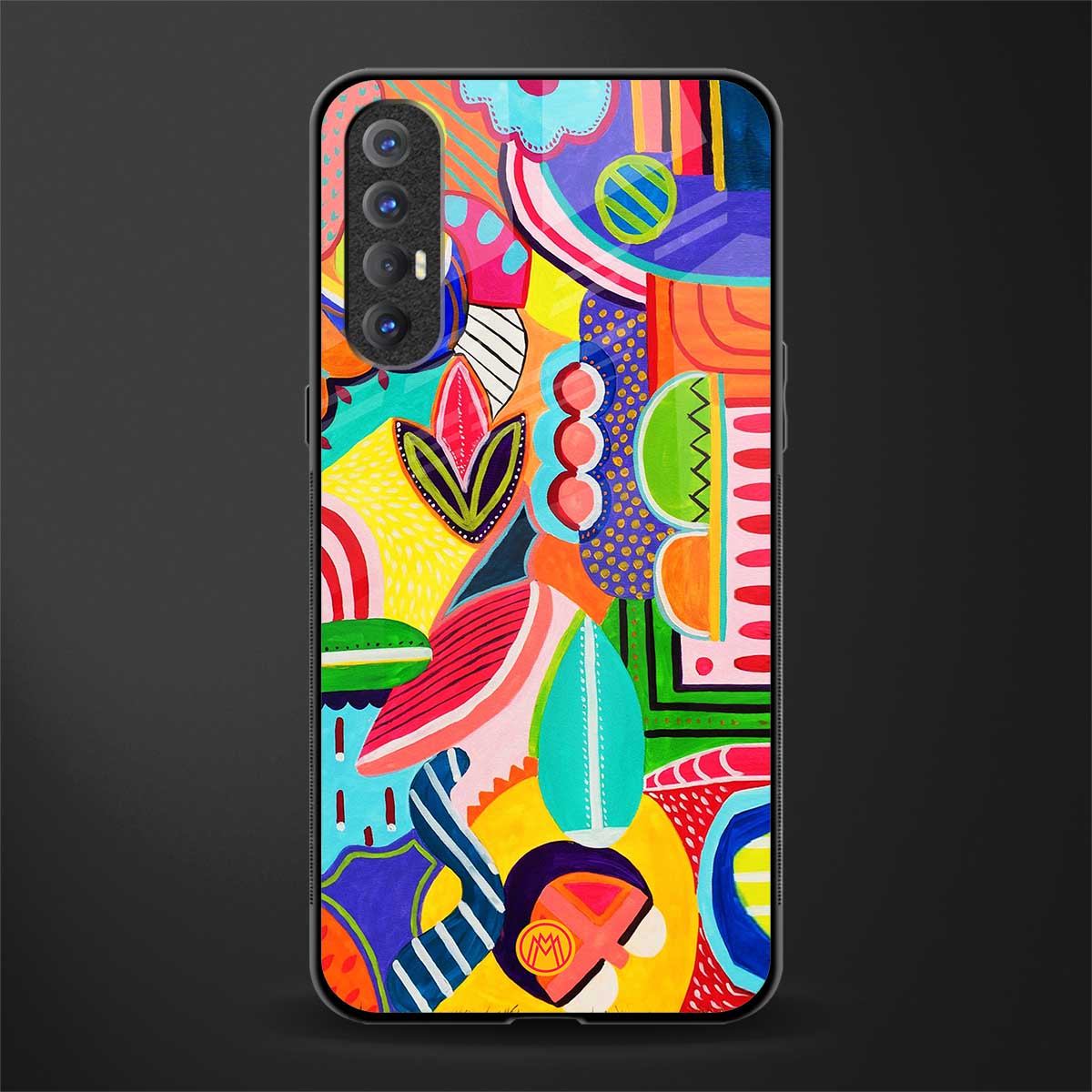 retro abstract glass case for oppo reno 3 pro image