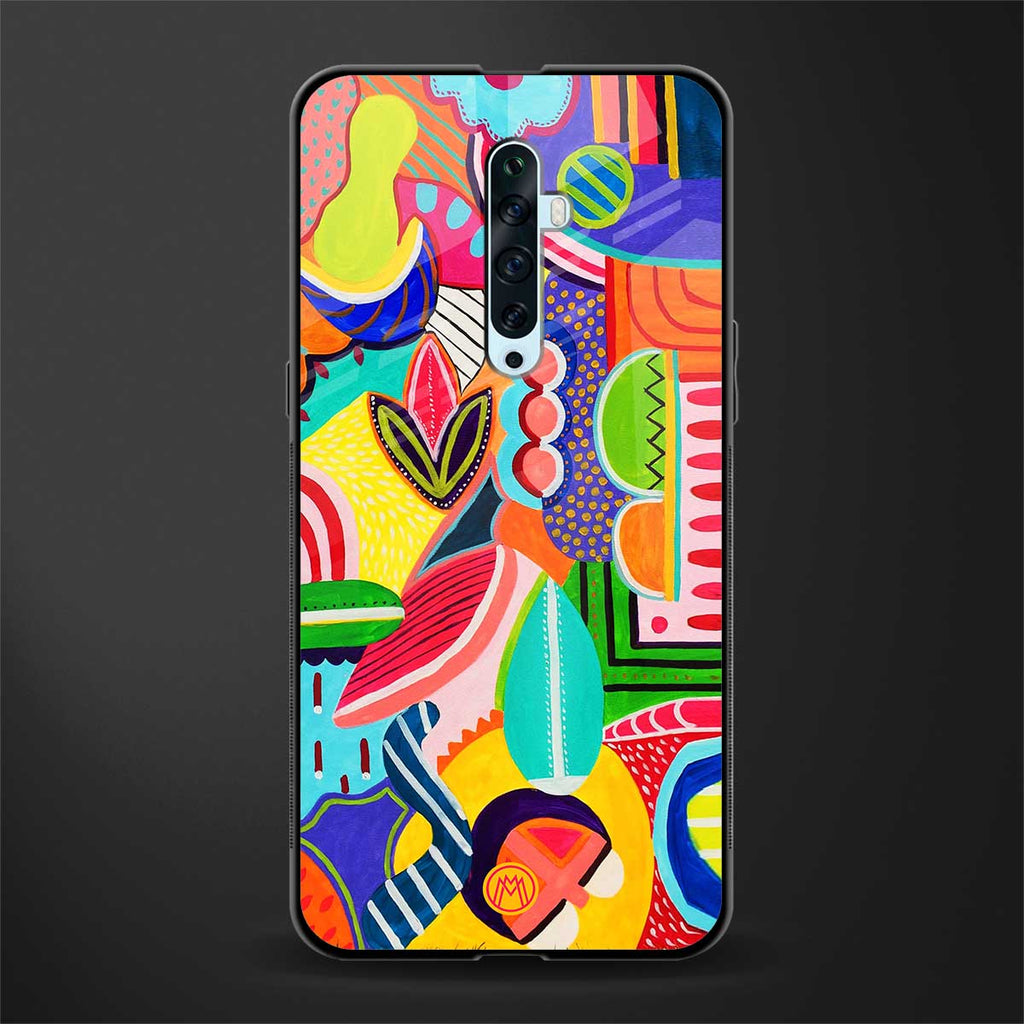 retro abstract glass case for oppo reno 2z image