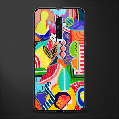retro abstract glass case for oppo reno 2f image