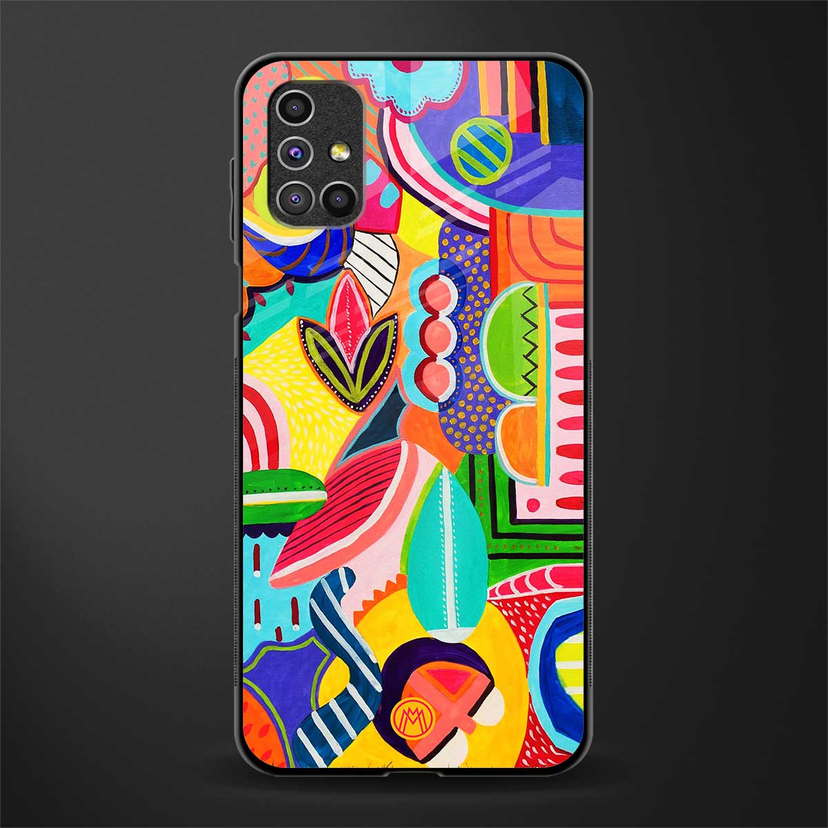 retro abstract glass case for samsung galaxy m51 image