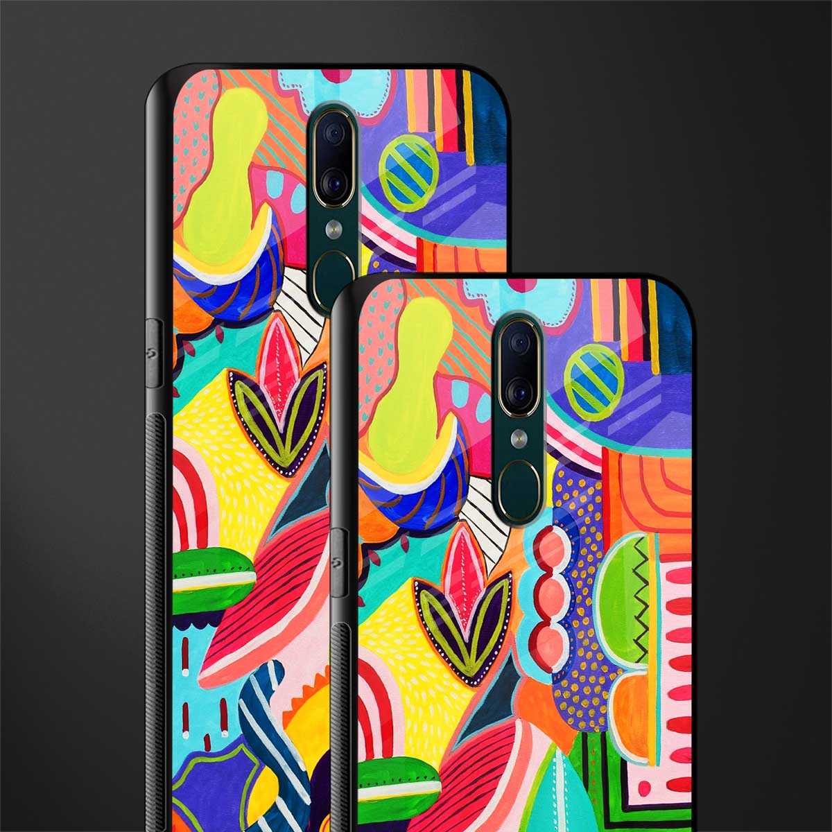 retro abstract glass case for oppo f11 image-2