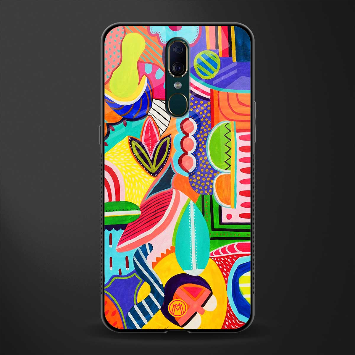 retro abstract glass case for oppo f11 image