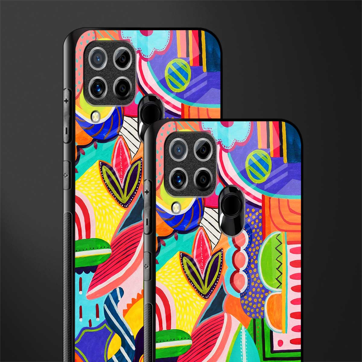 retro abstract glass case for realme c15 image-2