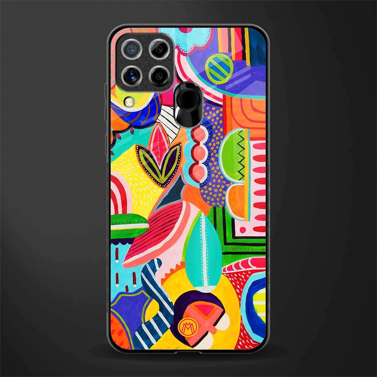 retro abstract glass case for realme c15 image