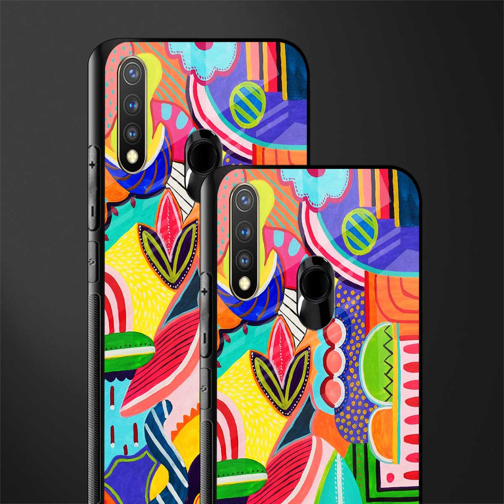 retro abstract glass case for vivo u20 image-2