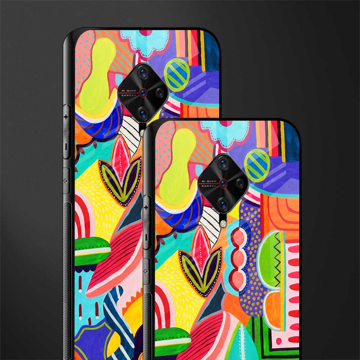 retro abstract glass case for vivo s1 pro image-2