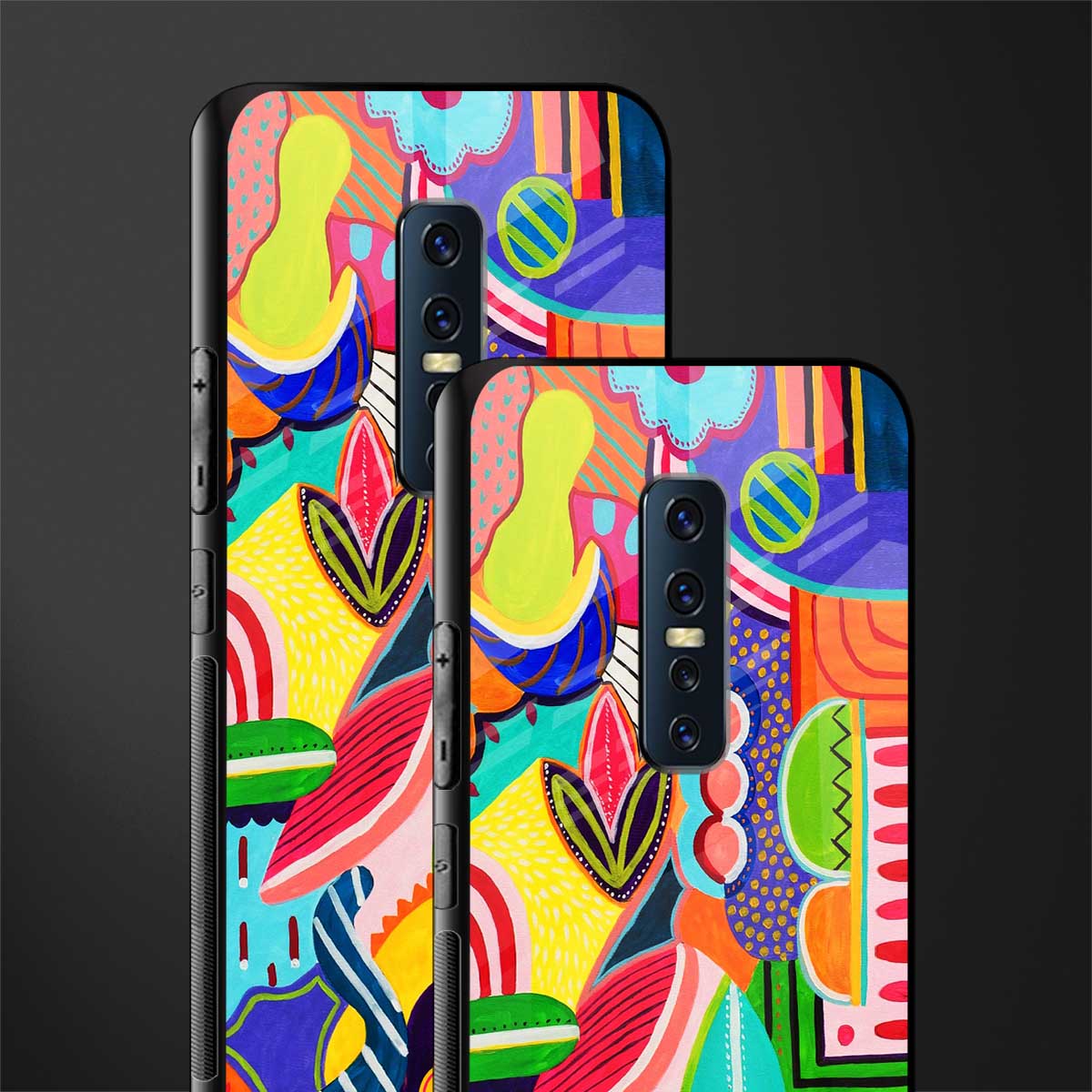 retro abstract glass case for vivo v17 pro image-2