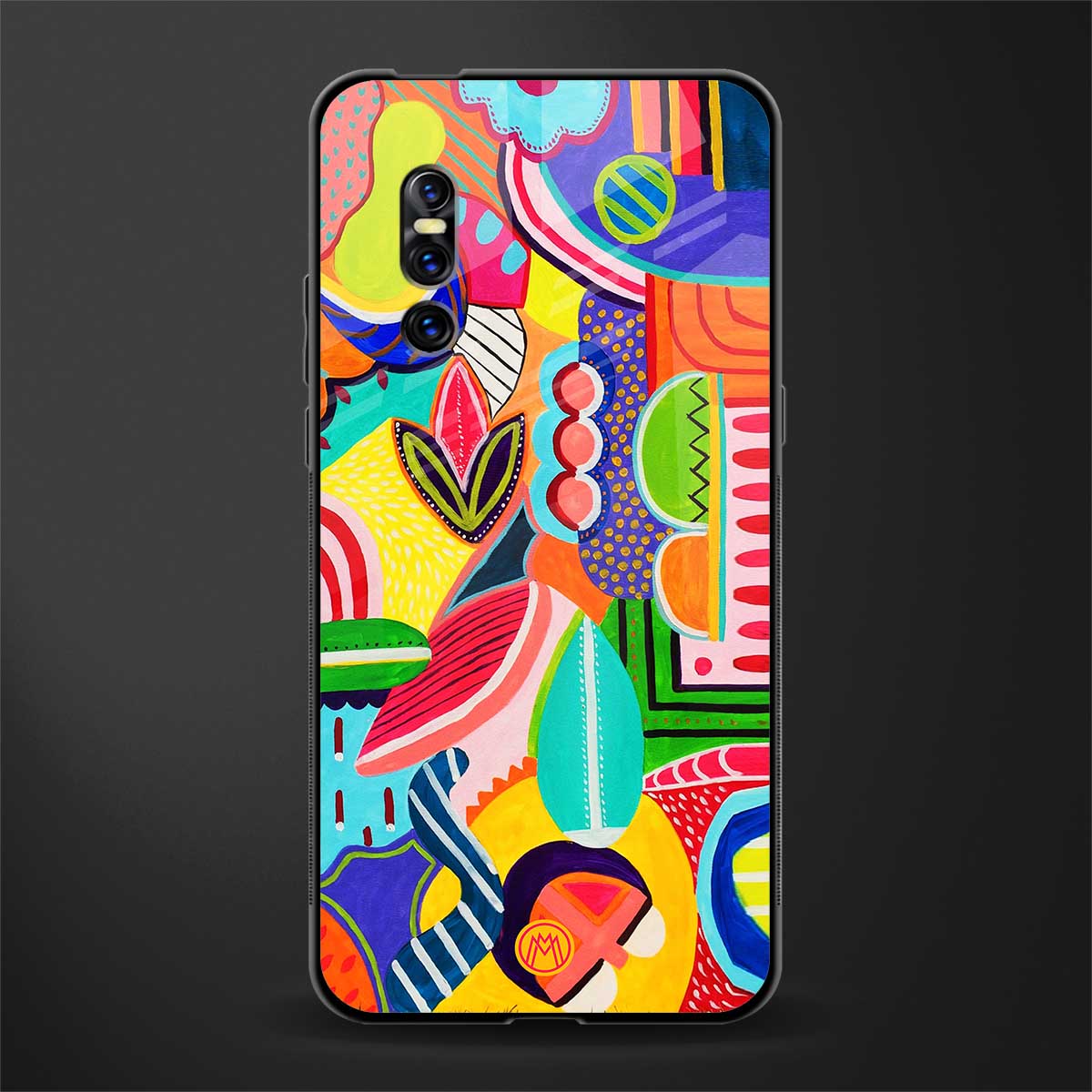 retro abstract glass case for vivo v15 pro image