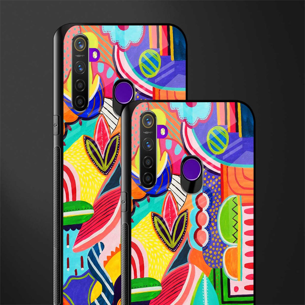 retro abstract glass case for realme 5 image-2
