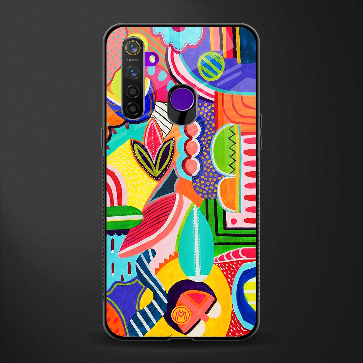 retro abstract glass case for realme 5 pro image