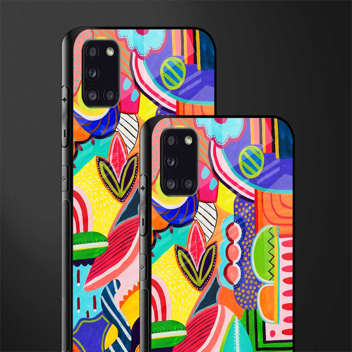 retro abstract glass case for samsung galaxy a31 image-2