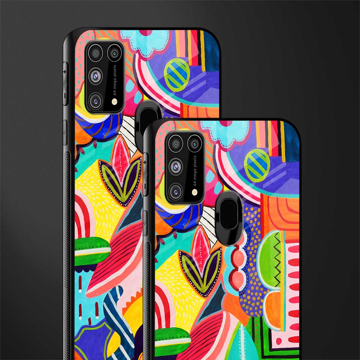 retro abstract glass case for samsung galaxy f41 image-2