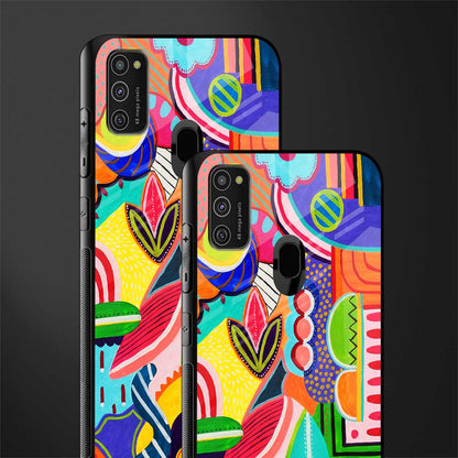 retro abstract glass case for samsung galaxy m30s image-2