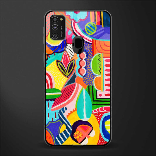 retro abstract glass case for samsung galaxy m30s image