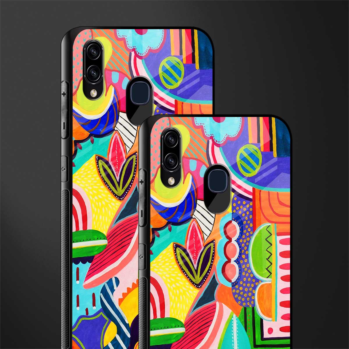 retro abstract glass case for samsung galaxy a20 image-2