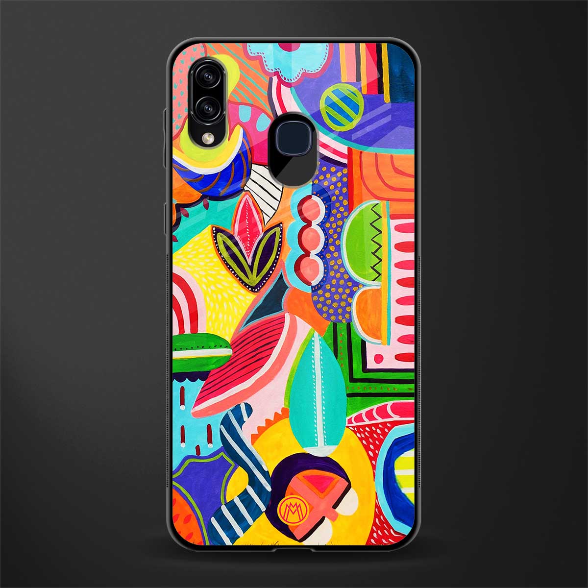 retro abstract glass case for samsung galaxy a20 image