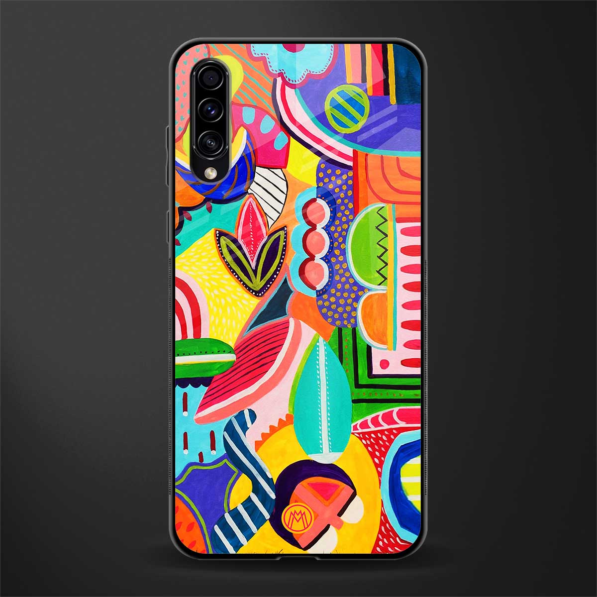 retro abstract glass case for samsung galaxy a70 image