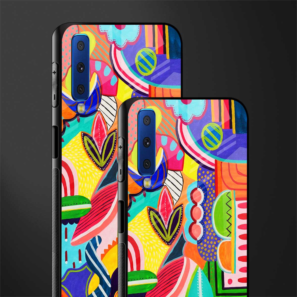 retro abstract glass case for samsung galaxy a7 2018 image-2