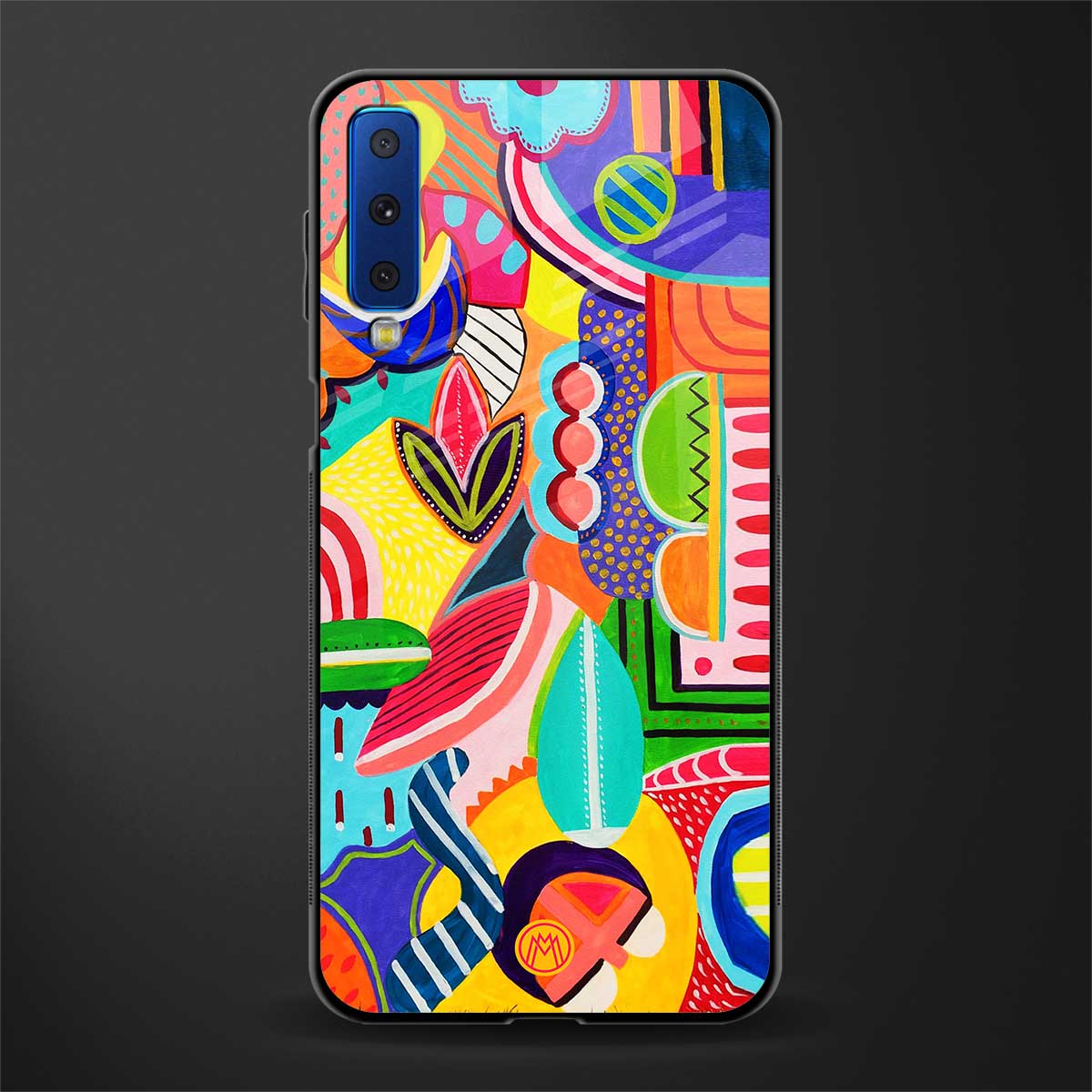 retro abstract glass case for samsung galaxy a7 2018 image