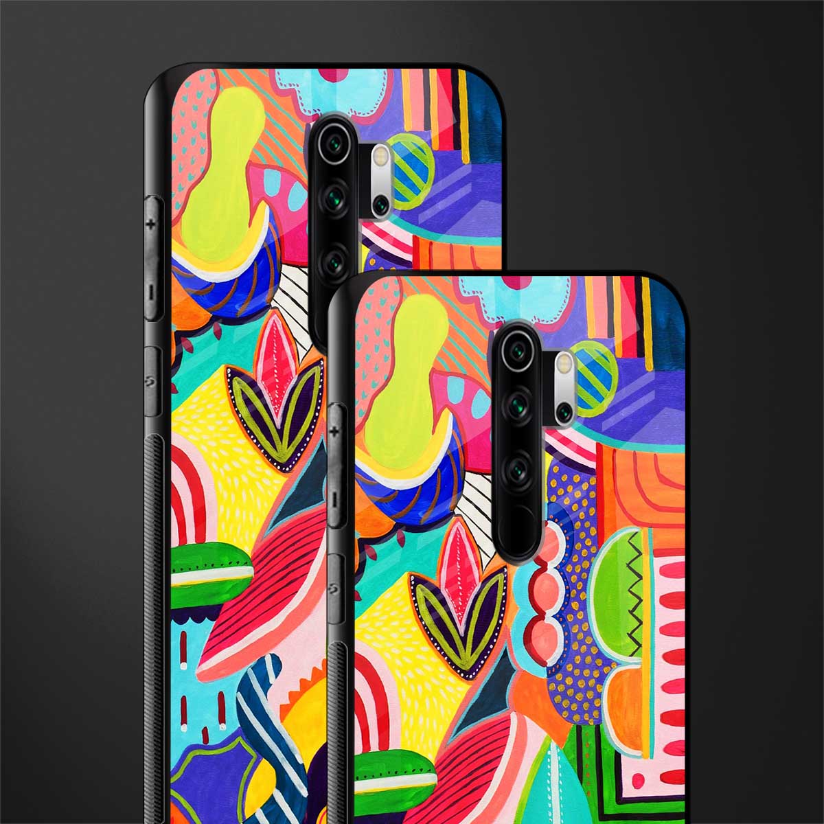 retro abstract glass case for redmi note 8 pro image-2