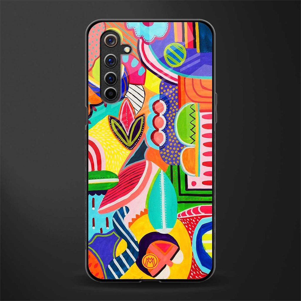 retro abstract glass case for realme 6 pro image