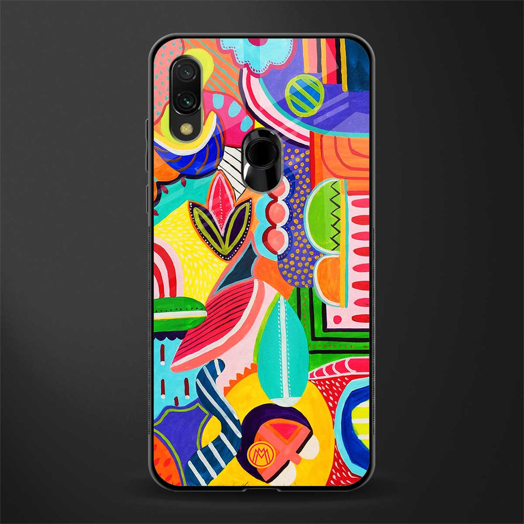 retro abstract glass case for redmi note 7s image