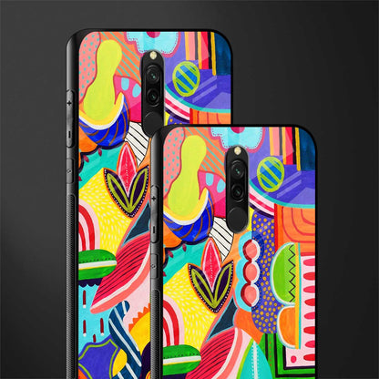 retro abstract glass case for redmi 8 image-2