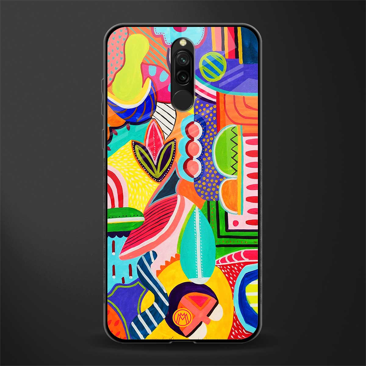 retro abstract glass case for redmi 8 image